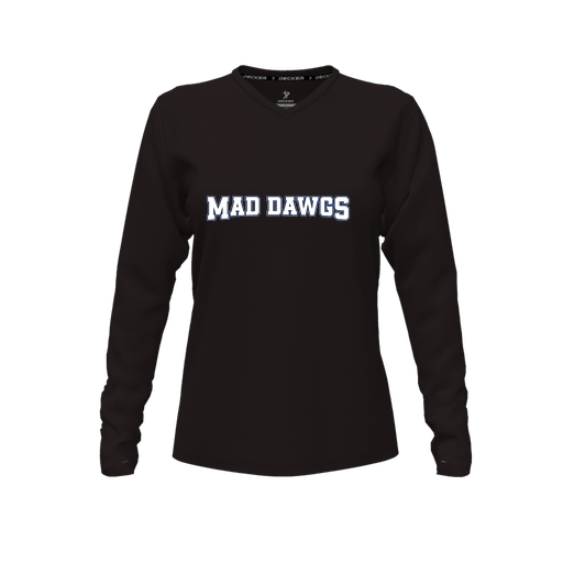 [CUS-DFW-TEES-CMF-VNK-LSL-BLK-FYXS-LOGO2] Decker Comfort T-Shirt (Female Youth XS, Black, V Neck, Logo 2, Long Sleeve)