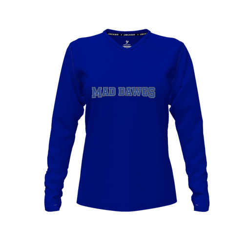 [FTLVCFRY-FYXS-LOGO3] Decker Comfort T-Shirt (Female Youth XS, Royal, V Neck, Logo 3, Long Sleeve)