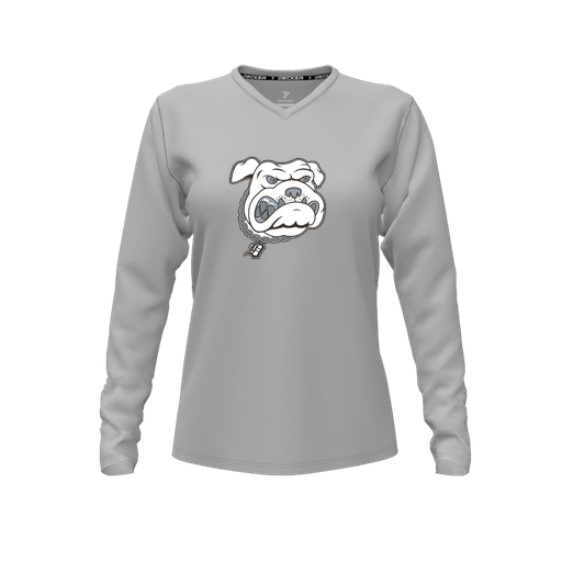 [CUS-DFW-TEES-CMF-VNK-LSL-GRY-FYXS-LOGO1] Decker Comfort T-Shirt (Female Youth XS, Gray, V Neck, Logo 1, Long Sleeve)