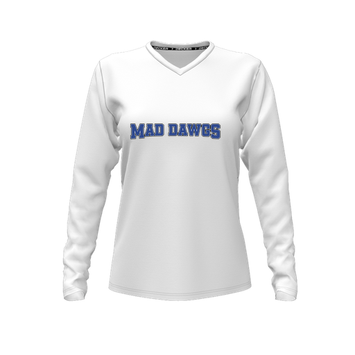 [FTLVPTWH-FYXS-LOGO3] Decker Performance T-Shirt (Female Youth XS, White, V Neck, Logo 3, Long Sleeve)