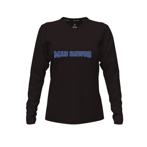 [FTLVPTBK-FYXS-LOGO3] Decker Performance T-Shirt (Female Youth XS, Black, V Neck, Logo 3, Long Sleeve)